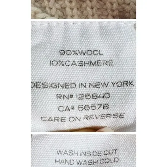 Intermix Wool/Cashmere Cream Pullover Mock Turtleneck Crop Sweater Sz M - Picture 10 of 14